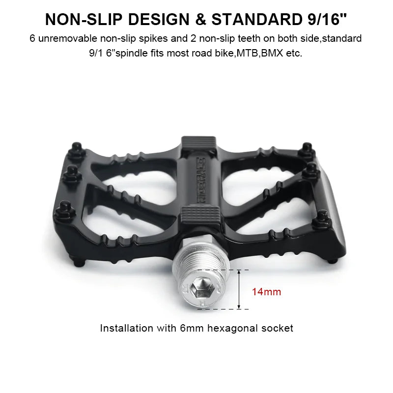 Bicycle Pedals DU Bearings Ultralight Aluminum Alloy Material Non-Slip Nails Mountain Road Bike Pedals Cycling Accessories
