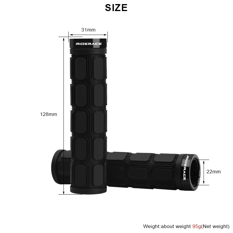 Bicycle Handlebar Grips Rubber Ergonomic Anti-Slip Shock Absorption Mountain Bike Handlebar Cover Aluminum Alloy Lock Ring