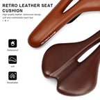 Bicycle Saddle Hollow Design Breathable Comfortable Seat MTB Road Bike One-Piece Cushion Shock Absorbing PU Leather Racing Seat