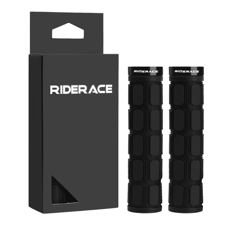 Bicycle Handlebar Grips Rubber Ergonomic Anti-Slip Shock Absorption Mountain Bike Handlebar Cover Aluminum Alloy Lock Ring