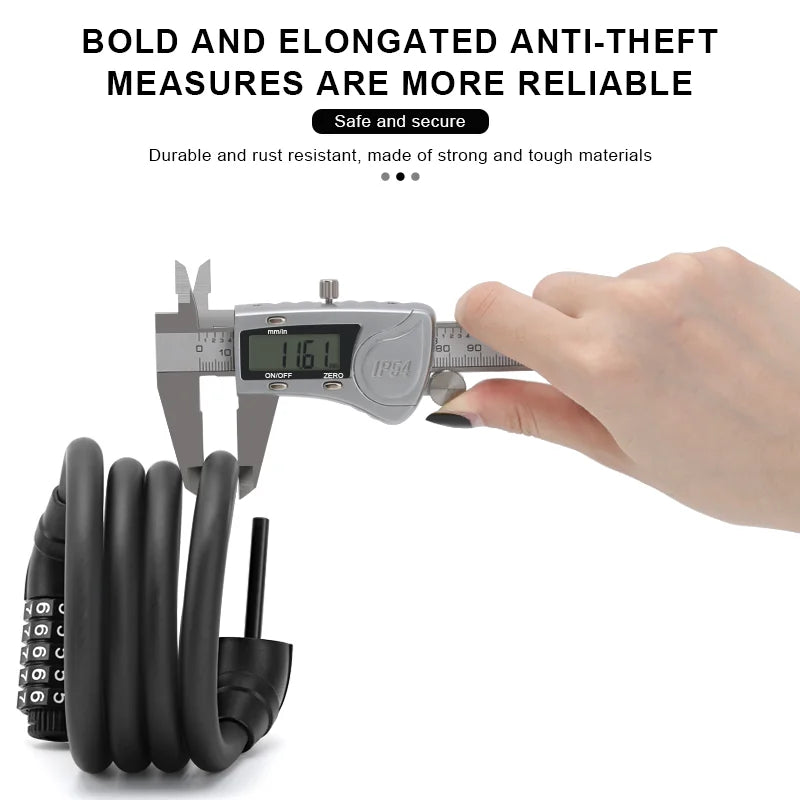 Bike Anti-Theft Lock 4/5 Digit Password Portable Security Steel Chain Lock Road Bicycle Password Cable Lock Cycling Equipment