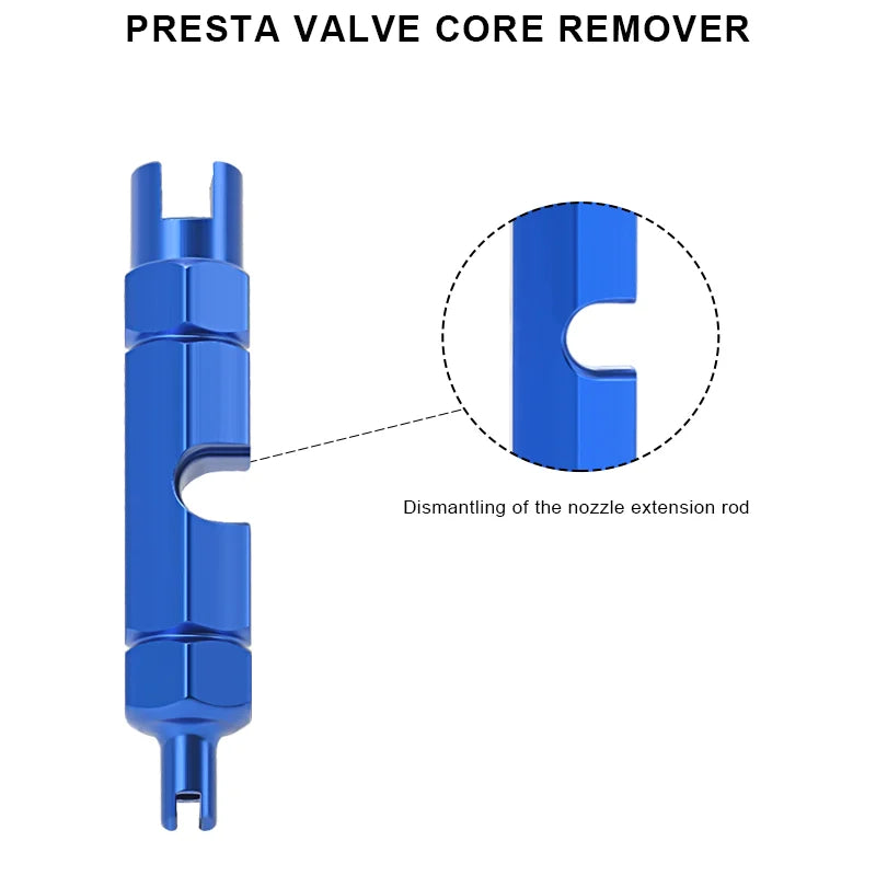 Bicycle Presta Tubeless Valve Core Kit Removable Aluminum Alloy Presta Valve Stem Caps Bike Tubeless Tire Valve Repair Tools