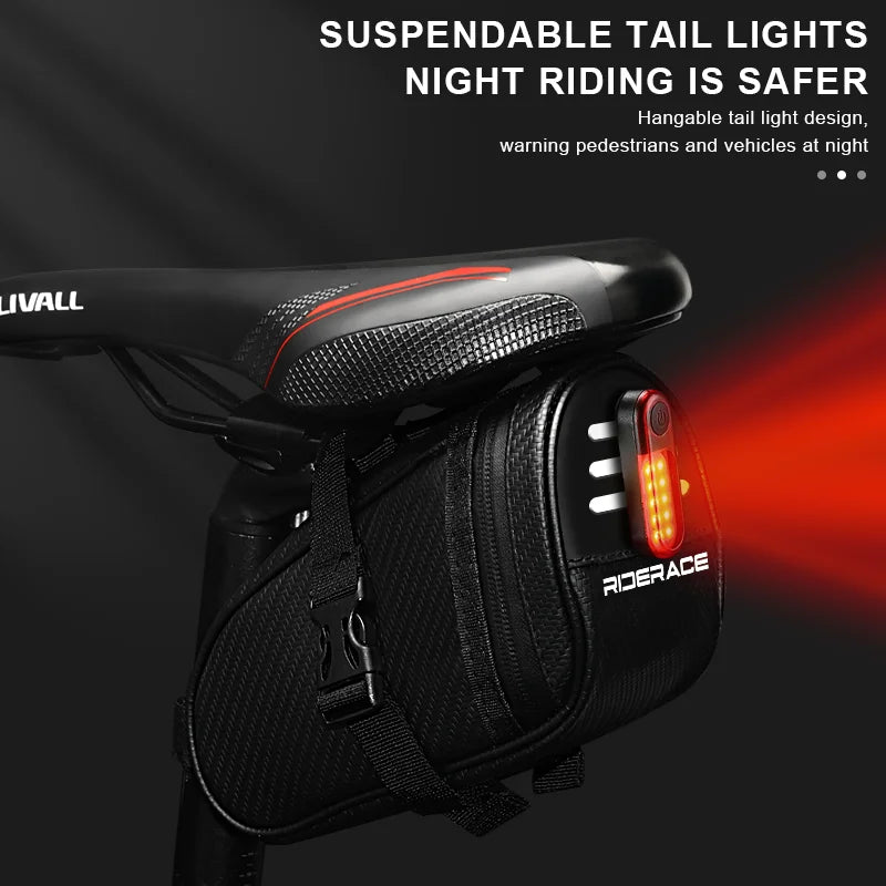 New Bike Saddle Bag Waterproof Reflective Striped MTB Road Bicycle Tail Bag Small Storage Cycling Seat Tail Rear Tool Pouch Bag