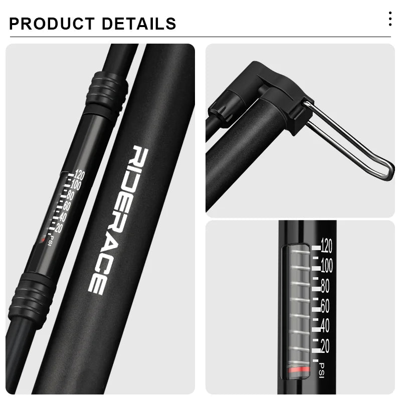 Portable Bike Air Pump 120PSI Aluminum Alloy Lightweight Hand Air Pump MTB Mountain Road Bicycle Floor Pump Cycling Accessories