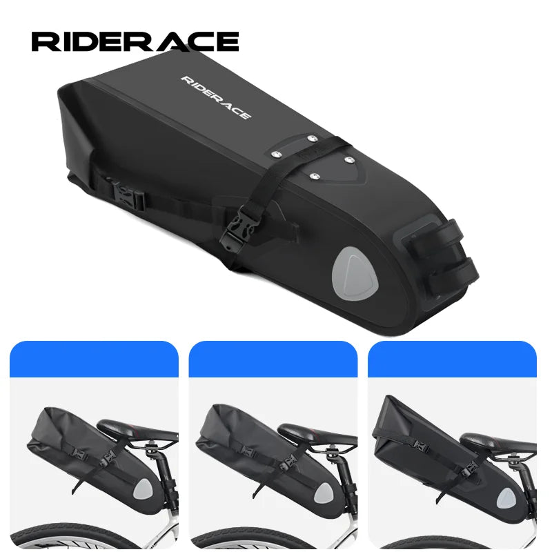 Bike Saddle Bag Large Capacity Waterproof Foldable Bicycle Saddle Pannier Bag Tail Rear Bag Outdoor Cycling Seat Accessories