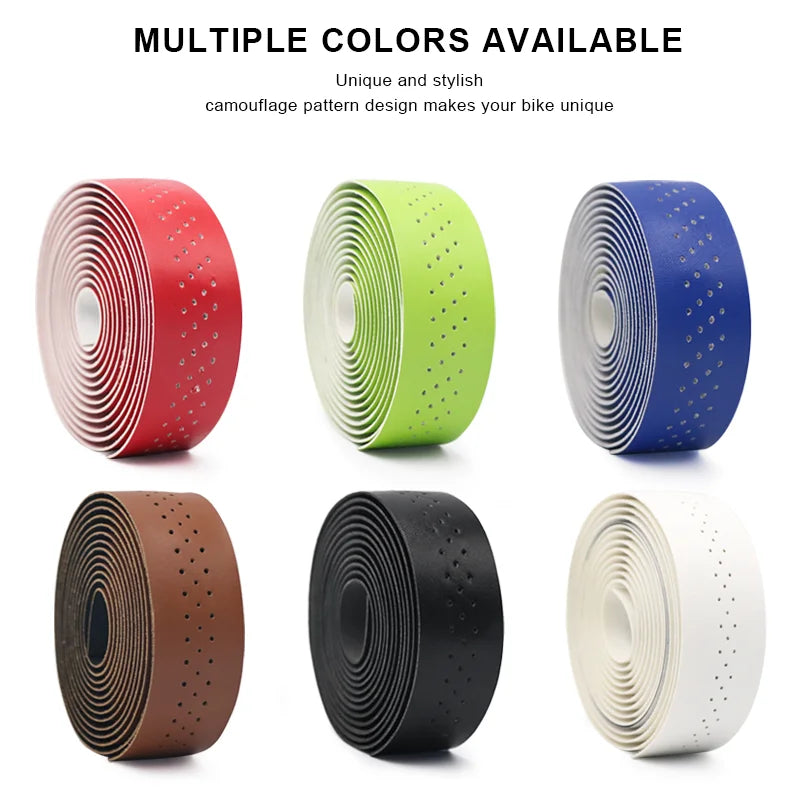 Bicycle Handlebar Tape MTB Road Bike PU Leather Perforated Belt Breathable Cycling Handle Bar Wrap Straps Fixed Gear Belt
