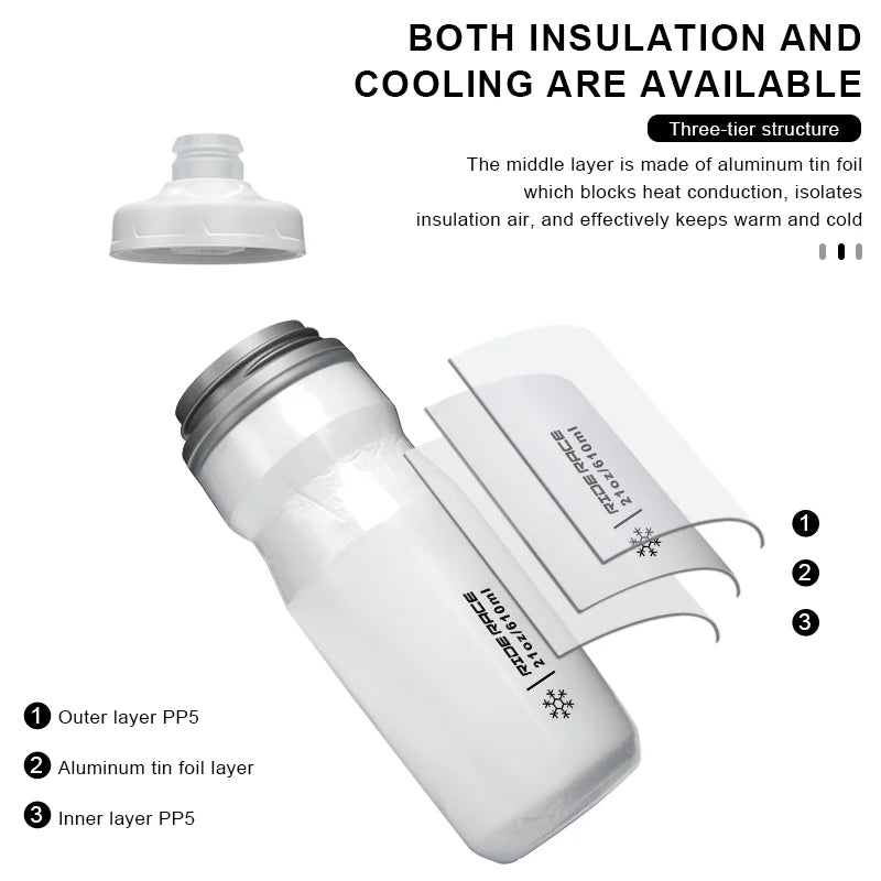 Bicycle Water Bottle 610ML PP5 Plastic For Outdoor Running Climbing Sports Squeeze Mug Bike Water Cup Portable Cycling Equipment