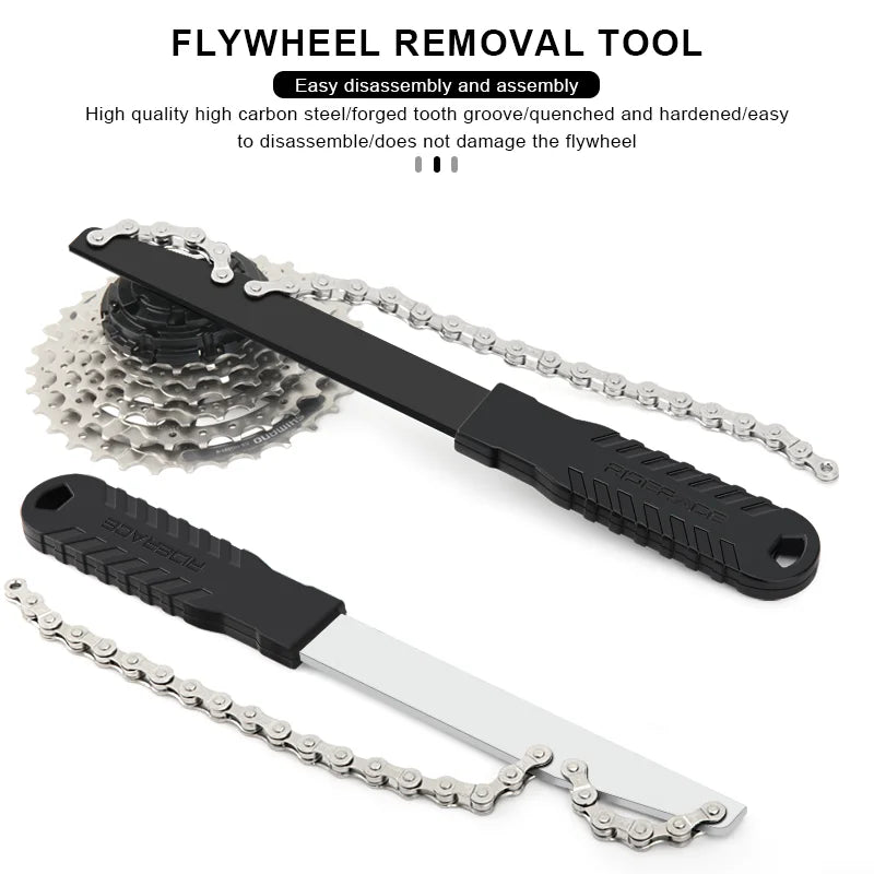Bike Flywheel Removal Tool Kit Bicycle Flywheel Socket Tool High Strength Steel MTB Chain Whip Cassette Sprocket Remover Tool