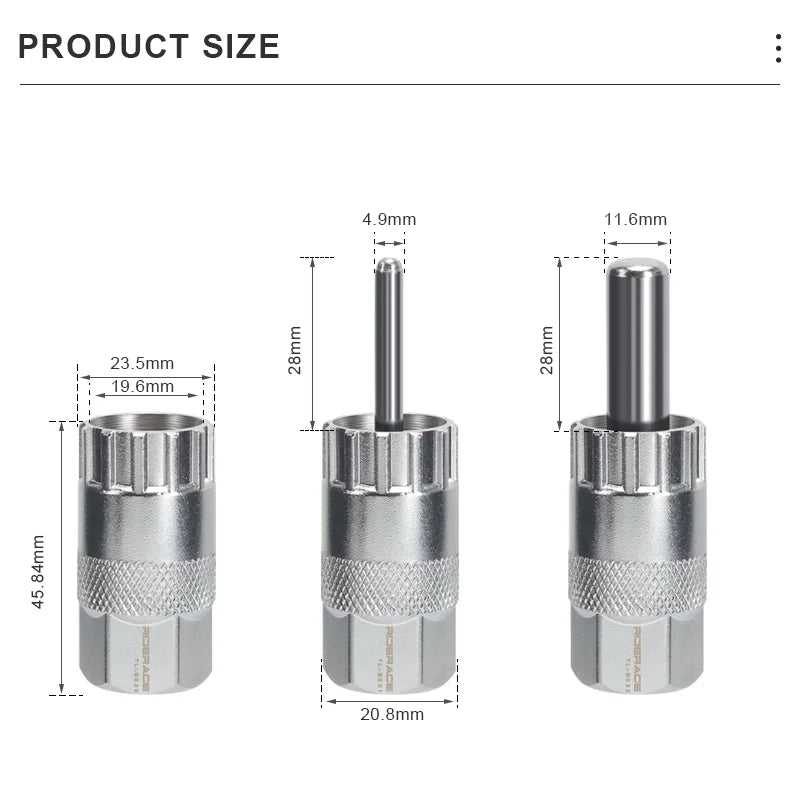 Bicycle Cassette Flywheel Removal Kit Road Bike Cassette Sleeve CR-V Steel Cycling Chain Whip Cassette Sprocket Remover Wrench