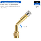 1/2/4pcs 45 90 135 Degree Angle Bent Valve Adaptor Bike Tyre Valve Extension Adapter Bicycle Tyre Valve Connector Accessories