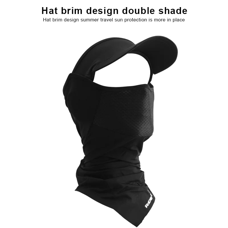 With Brim Cycling Headgear Ice Silk Sunscreen MTB Bike Hat Summer Cool Fishing Cap Breathable Full Face Mask Bicycle Equipment