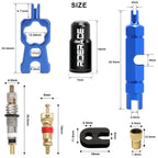 Bicycle Presta Tubeless Valve Core Kit Removable Aluminum Alloy Presta Valve Stem Caps Bike Tubeless Tire Valve Repair Tools