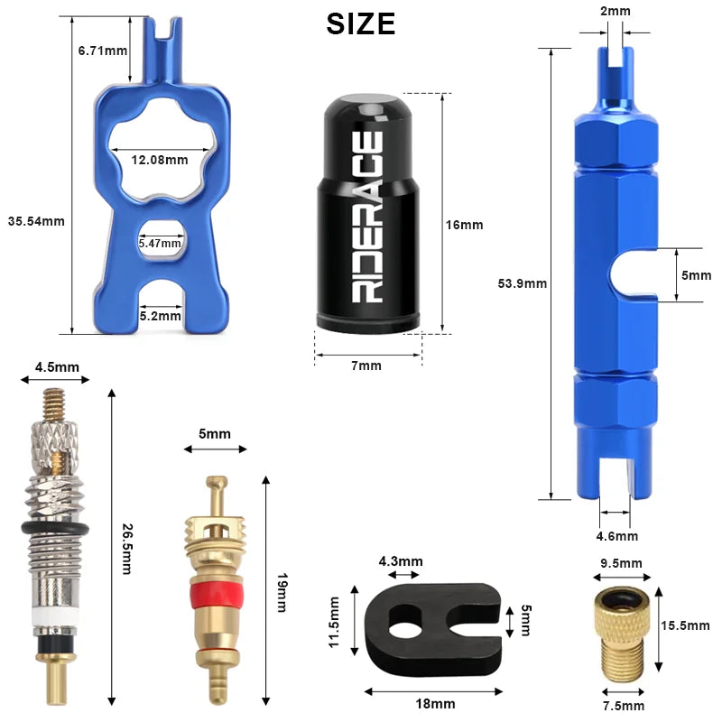 Bicycle Presta Tubeless Valve Core Kit Removable Aluminum Alloy Presta Valve Stem Caps Bike Tubeless Tire Valve Repair Tools
