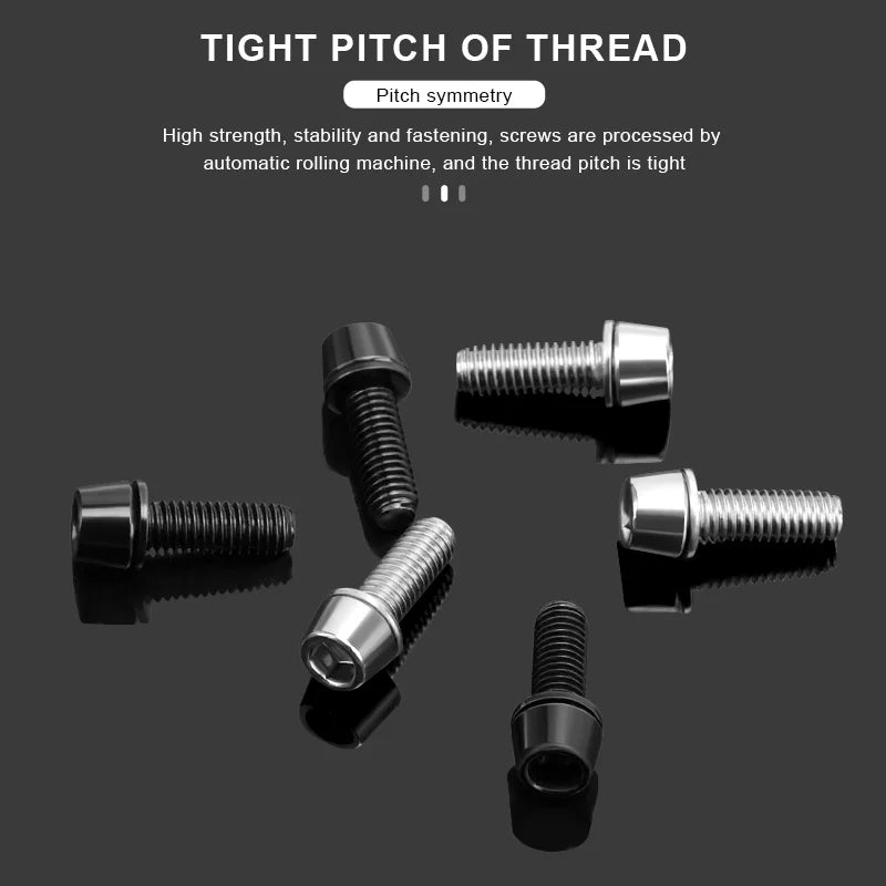 6Pcs Bicycle Stem Bolts M6X18mm Steel Hexagon Screw Disc Brake Caliper Bolts Bike Handlebar Screw With Washer Cycling Parts
