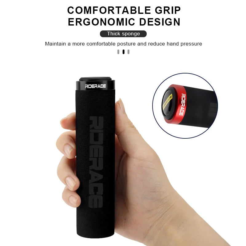Bicycle Grips Ultralight Sponge Anti-Skid Shock-Absorbing Soft Bike Handlebar Grip Aluminum Locking Ring Cycling Accessories