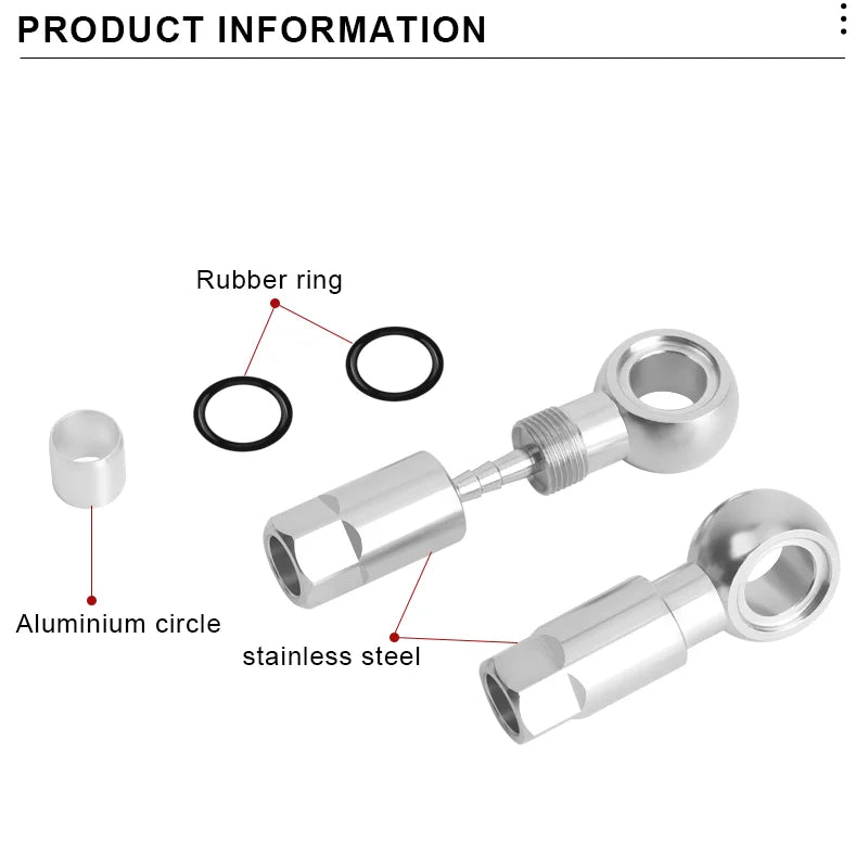 Bicycle Hydraulic Brake Banjo Fitting Stainless Steel Bike Hydraulic Cable End Connector Banjo Set Cycling Oil Needle Olive Head