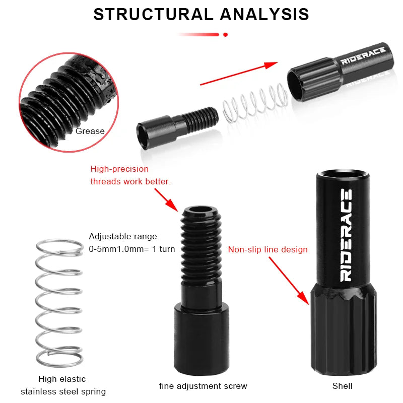 2Pcs Bicycle Inline Cable Adjuster Adapter Adjustment Screw Bolt Bike Derailleur Shift Brake Cable For 4/5mm Shifting Cable Cap