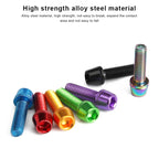 6Pcs Bicycle Handlebar Screws M5*18MM Alloy Steel Titanium-Plated Colorful Screws Mountain Bike Handle Bar Stem Riser Screw