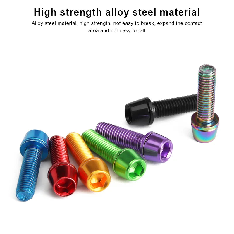 6Pcs Bicycle Handlebar Screws M5*18MM Alloy Steel Titanium-Plated Colorful Screws Mountain Bike Handle Bar Stem Riser Screw