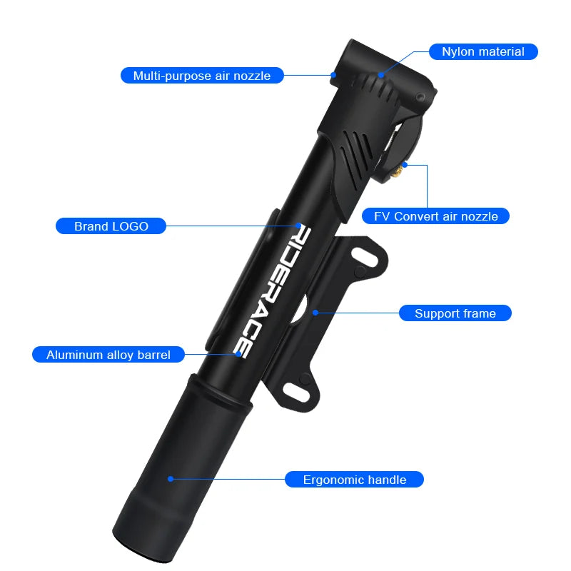 Portable Bicycle Pump Aluminum Alloy Multicolour Bike Hand Air Pump Outdoor Cycling Inflator For Schrader Presta AV/FV Valve