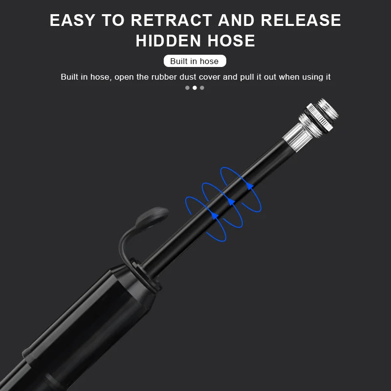 Portable Bike Pump With Hose Aluminum Alloy Bicycle Hand Air Pump Presta Schrader Valve Hand Inflator Cycling Accessories