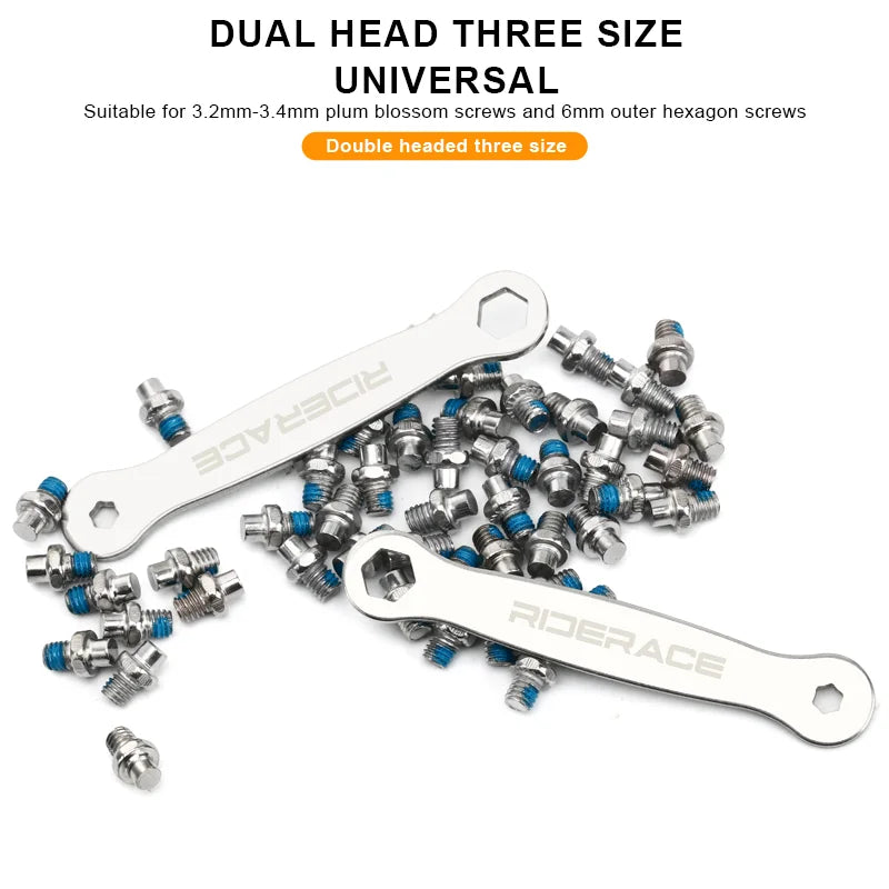 30/50Pcs Bicycle Pedal Anti-Skid Bolt With Offset Spanner Set M4 Steel Stud Pin Nail MTB Road Bike Hexagona Pedal Pin Screws Set