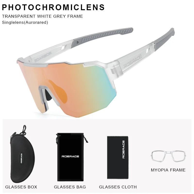 Cycling Glasses UV400 Protection Bicycle Sunglasses Photochromic Polarised Lens Eyewear Outdoor Riding Goggles For Men Women