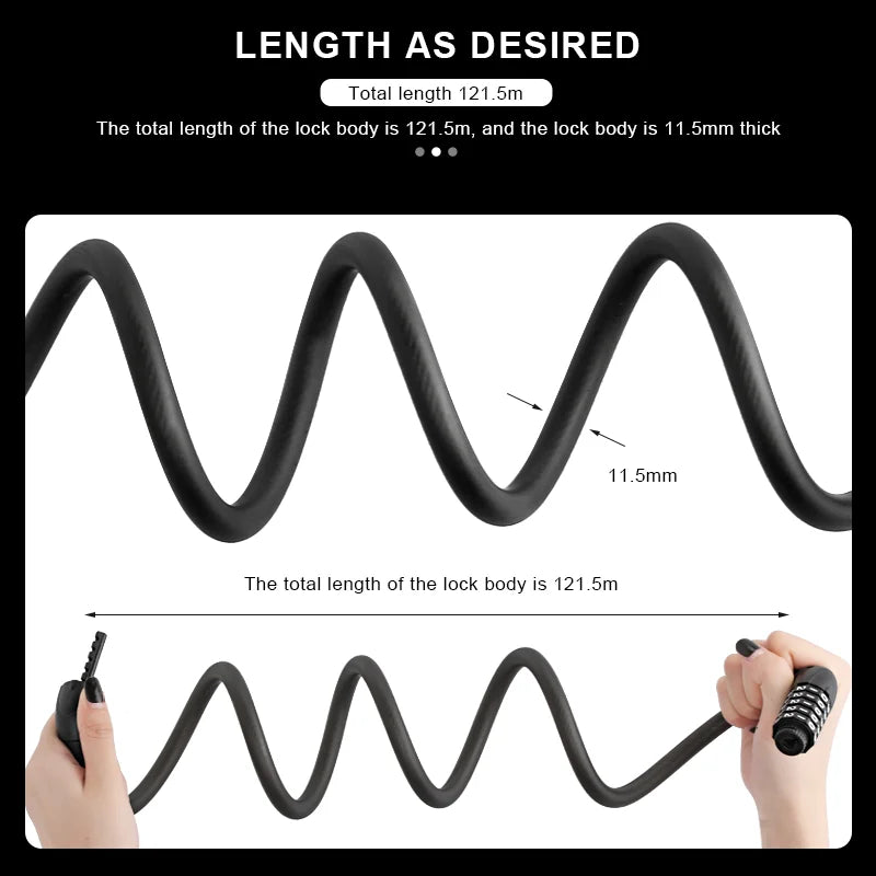 Bike Anti-Theft Lock 4/5 Digit Password Portable Security Steel Chain Lock Road Bicycle Password Cable Lock Cycling Equipment