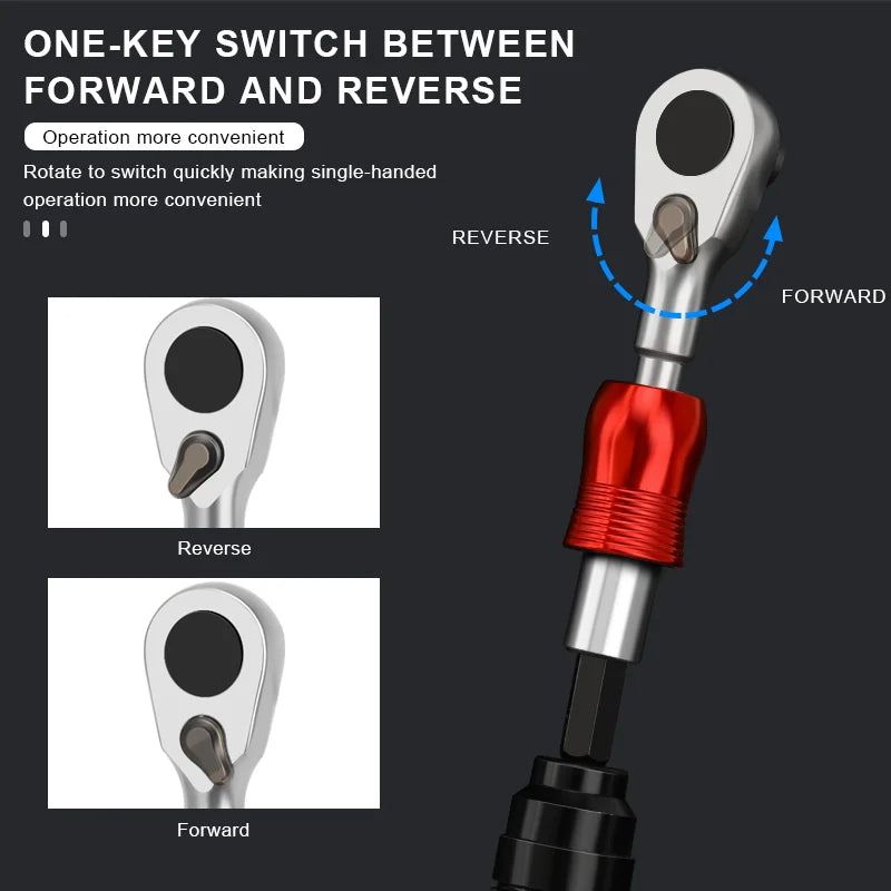 Ratchet Wrench Tool Set For Bicycle Multi-Function Tool Bike Allen Key Spanner Torque Ratchet Wrench 1/4 Inch T25 Screwdriver