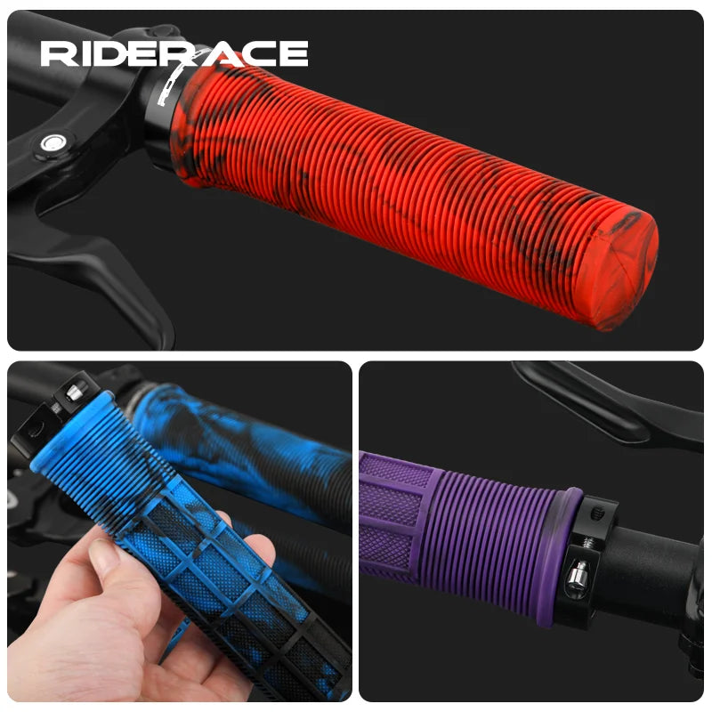 Bicycle Handlebar Cover Rubber Shockproof Anti-Slip Single-Sided Locking Mountain Bike Grips Ergonomic MTB Handle Bar Grips