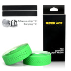 Bicycle Handlebar Tape PU Leather Perforated Breathable Soft Road Bike Handlebar Tape With 2 Bar Plug Anti-Slip Shock Absorption