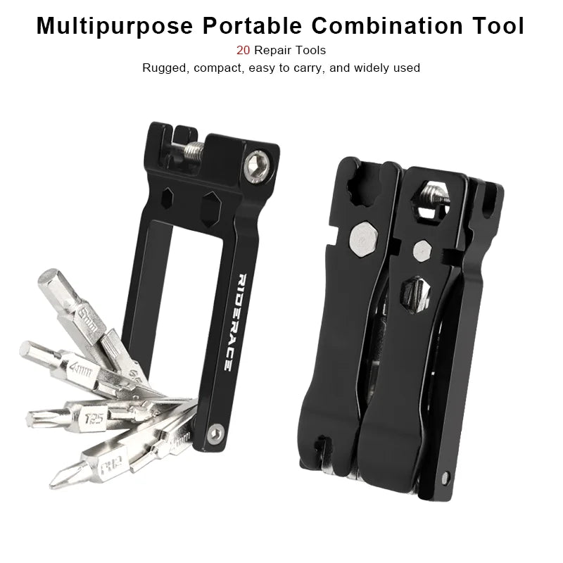 20 In1 Bicycle Repair Tools Kit Hex Spoke Wrench Mountain Road Bike Repair Screwdriver Tool Multi Function Foldable Wrench