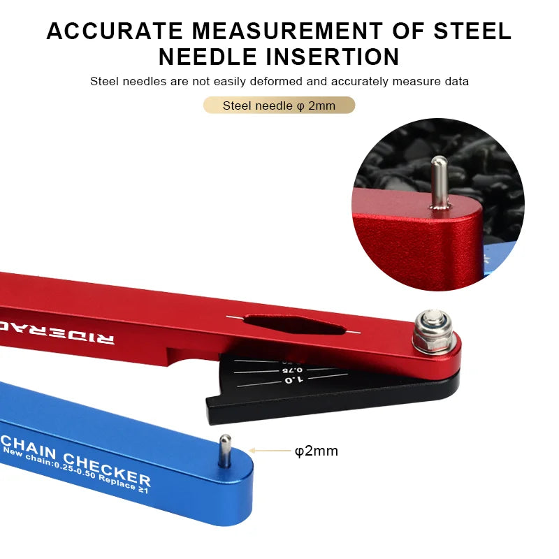 Bicycle Chain Wear Indicator Tool Aluminium Alloy Bike Chain Stretch Detection Caliper Tool MTB Chain Gauge Measurement Checker