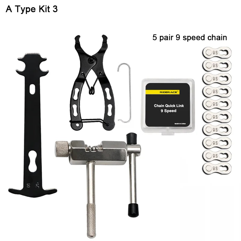 Bicycle Repair Tool Set Chain Wear Checker 6/7/8/9/10/11 Speed Joint Magic Buckle MTB Chain Link Plier Bike Buckle Chain Breaker