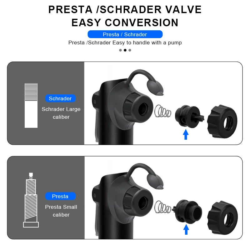 Mini Portable Bike Pump Bicycle Hand Inflator Multifunctional For Ball For Schrader Presta Valve Outdoor Cycling Accessories