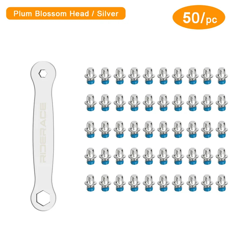 30/50Pcs Bicycle Pedal Anti-Skid Bolt With Offset Spanner Set M4 Steel Stud Pin Nail MTB Road Bike Hexagona Pedal Pin Screws Set