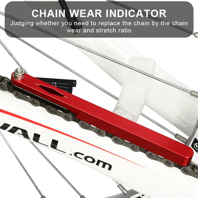 Bicycle Chain Wear Indicator Tool Aluminium Alloy Bike Chain Stretch Detection Caliper Tool MTB Chain Gauge Measurement Checker
