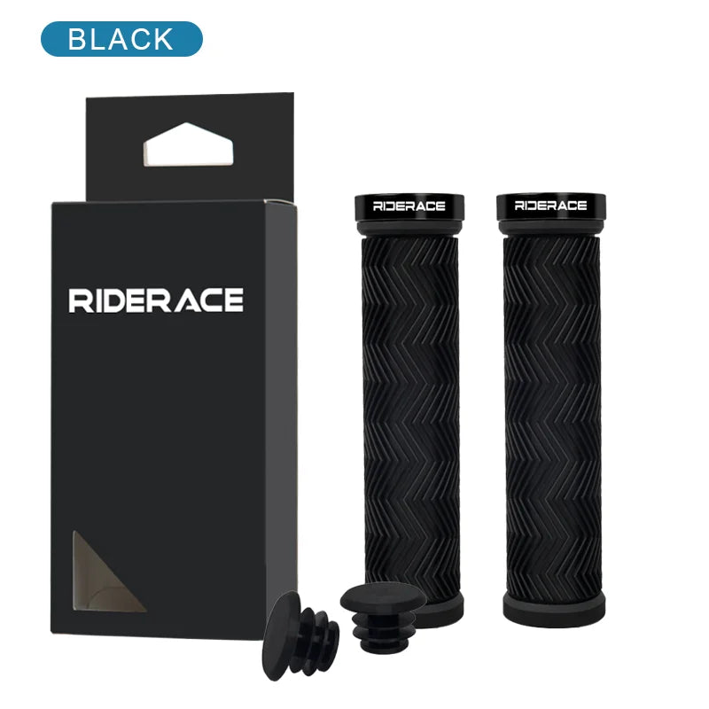 Bicycle Handlebar Grips Non-Slip Shockproof Comfortable Rubber Mountain Bike Handlebar Cover Ergonomic MTB Cuffs Lock On Ring