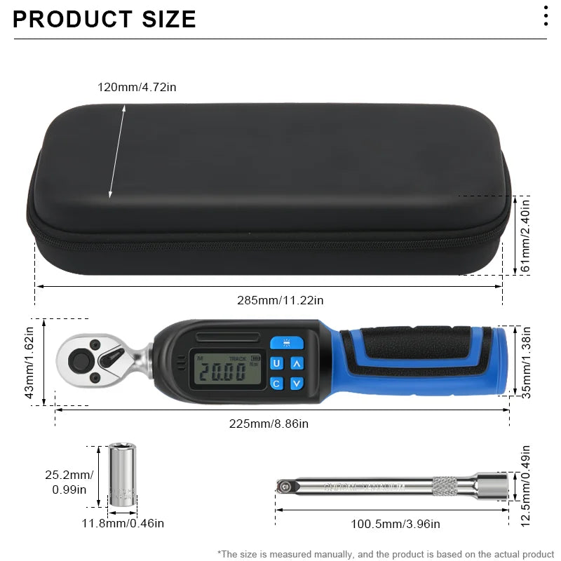Professional Digital Torque Wrench Set 1/4" 1-20Nm Dual Direction Adjustable Portable Bike Allen Key Tool Screwdriver Hand Tools