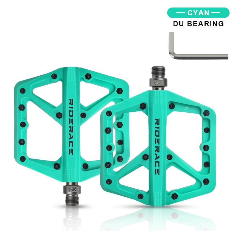 Bicycle Pedal Anti-Slip Ultralight Nylon DU Bearing For Road Mountain Bike Pedals Multicolor Flat Platform Cycling Accessories
