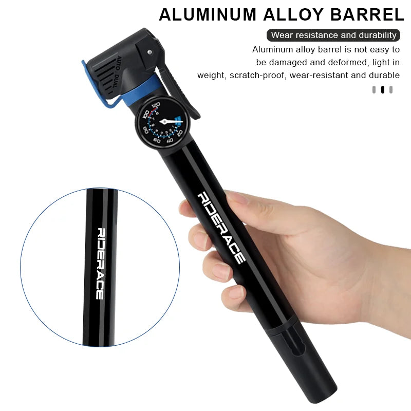 120PSI Bicycle Pump With Gauge Portable Outdoor Riding Inflator MTB Road  Bike Air Shock Pump For Schrader Presta AV FV Valve