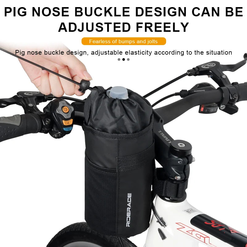 Bicycle Bag Bike Water Bottle Bag Multi-Function Portable Carrier Pouch Insulated Kettle Bag Outdoor Riding Handlebar Bag