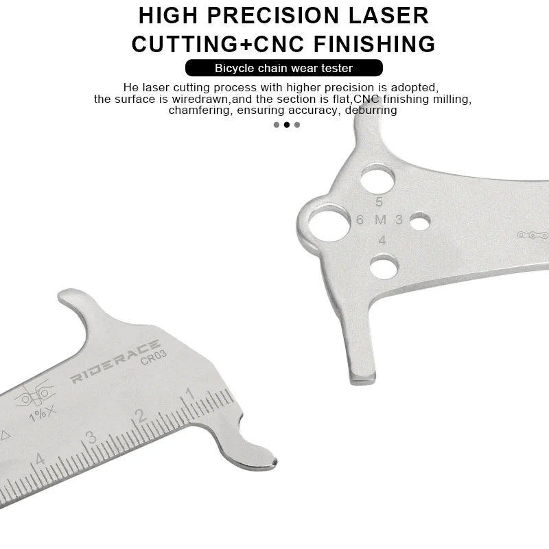 Bicycle Chain Wear Indicator Ruler Stainless Steel MTB Road Bike Chain Gauge Measurement Checker Repair Tool Replacement Tool