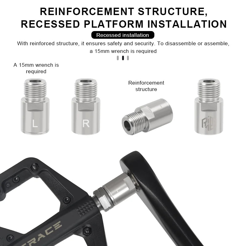 Bicycle Pedal Extend Bolt Stainless Steel Mountain Road Bike Pedal Extension Bolts 20mm Fit 9/16 Inch Threaded MTB Accessories