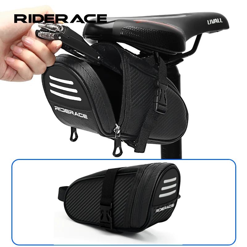 New Bike Saddle Bag Waterproof Reflective Striped MTB Road Bicycle Tail Bag Small Storage Cycling Seat Tail Rear Tool Pouch Bag