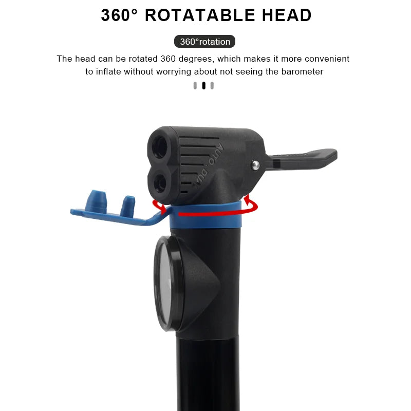 120PSI Bicycle Pump With Gauge Portable Outdoor Riding Inflator MTB Road  Bike Air Shock Pump For Schrader Presta AV FV Valve