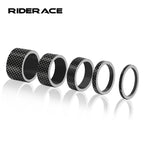 5Pcs/Set Bicycle Headset Stem Spacers Carbon Fiber 1/8" 28.6mm Mountain Road Bike Stem Washers Ultralight MTB Front Fork Washer
