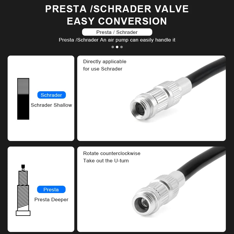 Bicycle Inflator With Gauge Portable Aluminum Alloy Hand Tire Air Inflator MTB Road Bike Pump For AV FV Presta Schrader Valve