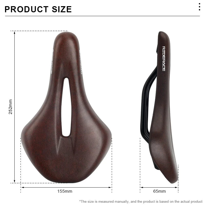 Bike Saddle PU Leather Comfortable Soft MTB Road Bicycle Seat One-Piece Hollow Breathable Shockproof Outdoor Cycling Cushion