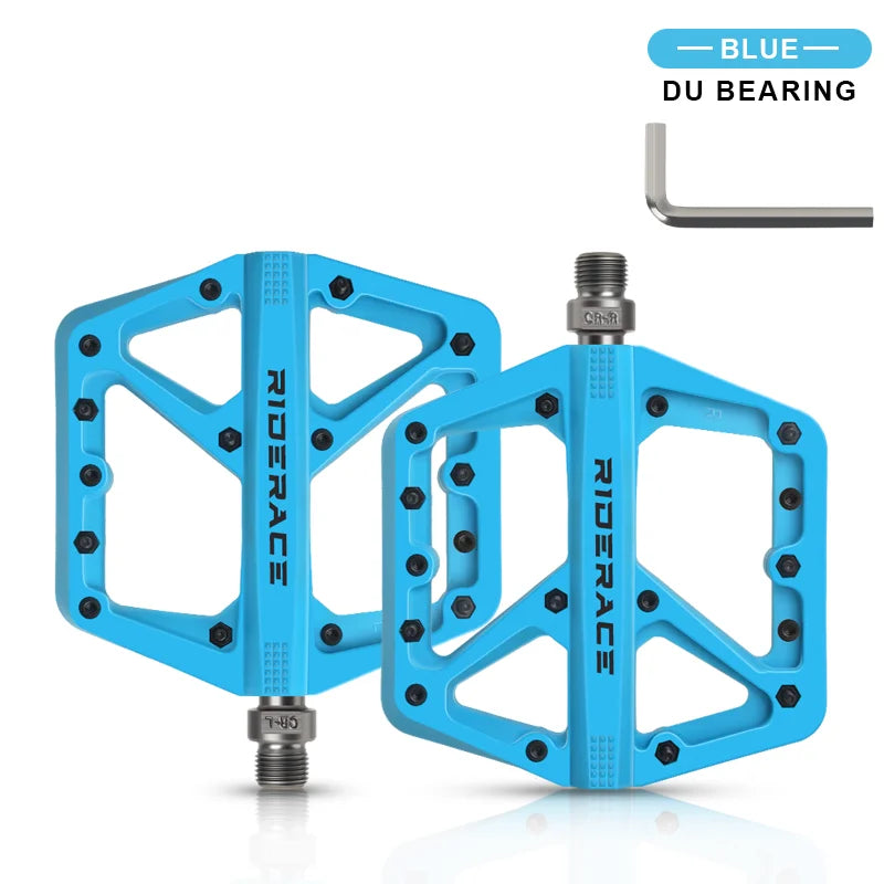 Bicycle Pedal Anti-Slip Ultralight Nylon DU Bearing For Road Mountain Bike Pedals Multicolor Flat Platform Cycling Accessories
